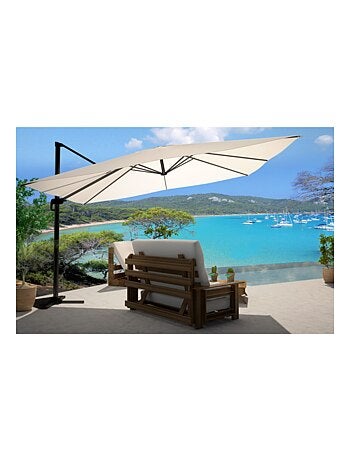 CESARE - Parasol rectangulaire 3x4 déporté rotatif marron en aluminium