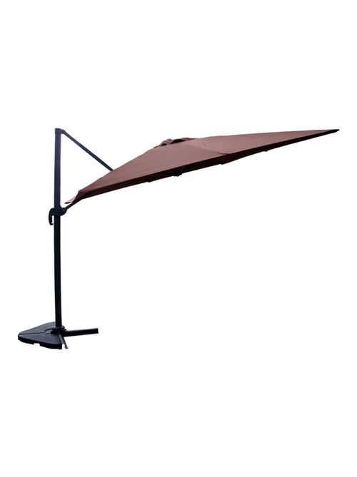 CESARE - Parasol rectangulaire 3x4 déporté rotatif marron en aluminium - Kiabi
