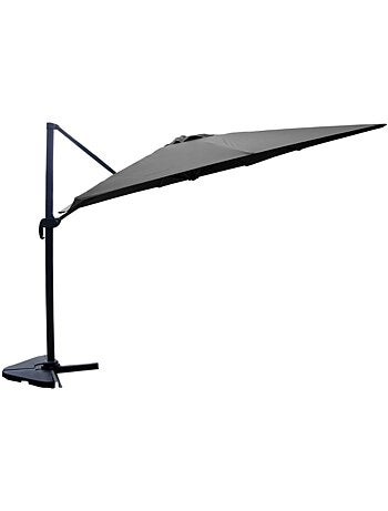 CESARE - Parasol rectangulaire 3x4 déporté rotatif marron en aluminium
