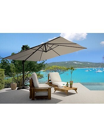 CESARE - Parasol rectangulaire 3x4 déporté rotatif marron en aluminium