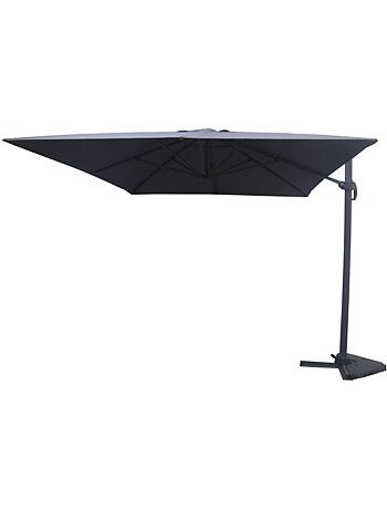 CESARE - Parasol rectangulaire 3x4 déporté rotatif marron en aluminium