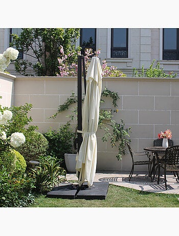 CESARE Bundle parasol 3x4m déporté rotatif gris + housse