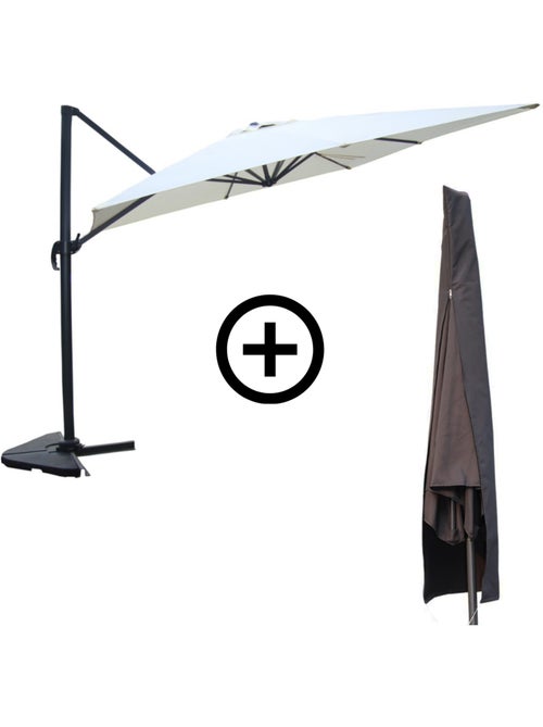 CESARE Bundle parasol 3x4m déporté rotatif gris + housse - Kiabi CESARE Bundle parasol 3x4m déporté rotatif gris + housse - Kiabi