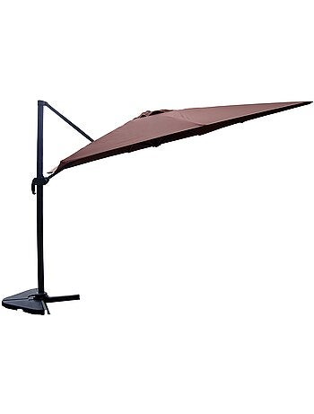 CESARE Bundle parasol rectangulaire 3x4m déporté rotatif marron aluminium + housse