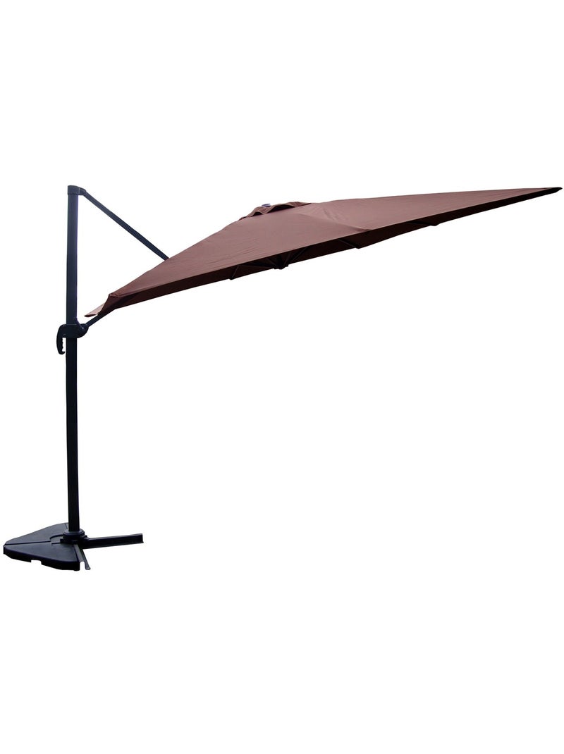 CESARE Bundle parasol rectangulaire 3x4m déporté rotatif marron aluminium + housse Marron - Kiabi