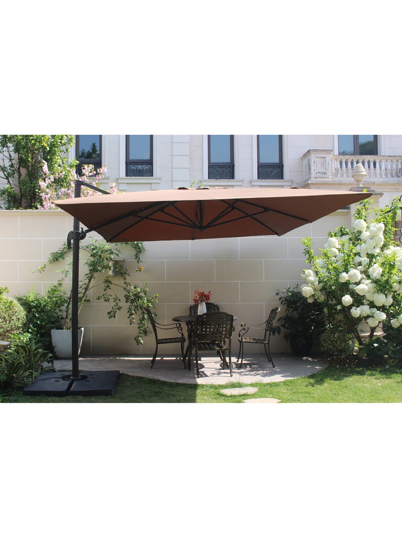 CESARE Bundle parasol rectangulaire 3x4m déporté rotatif marron aluminium + housse Marron - Kiabi