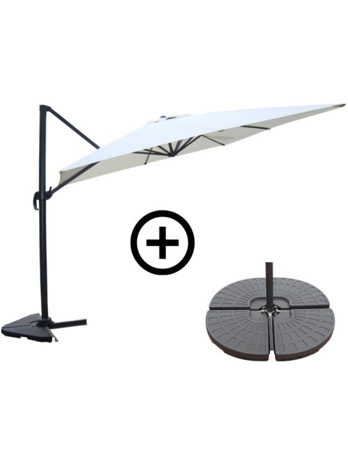 CESARE Ensemble parasol écru 3x4m et 4 dalles à lester - Kiabi