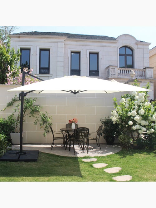 CESARE Ensemble parasol écru 3x4m et 4 dalles à lester - Kiabi