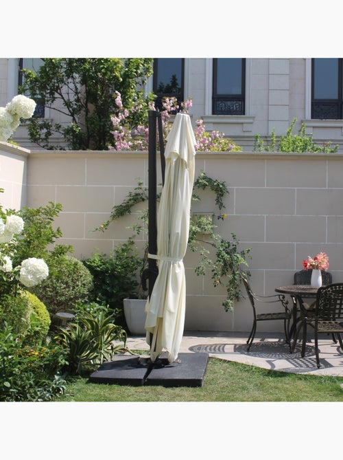 CESARE Ensemble parasol écru 3x4m et 4 dalles à lester - Kiabi