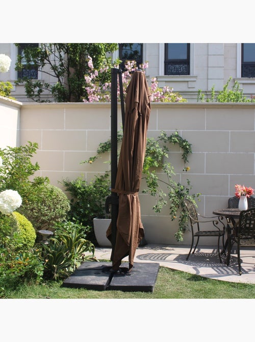 CESARE Ensemble parasol marron 3x4m et 4 dalles à lester - Kiabi