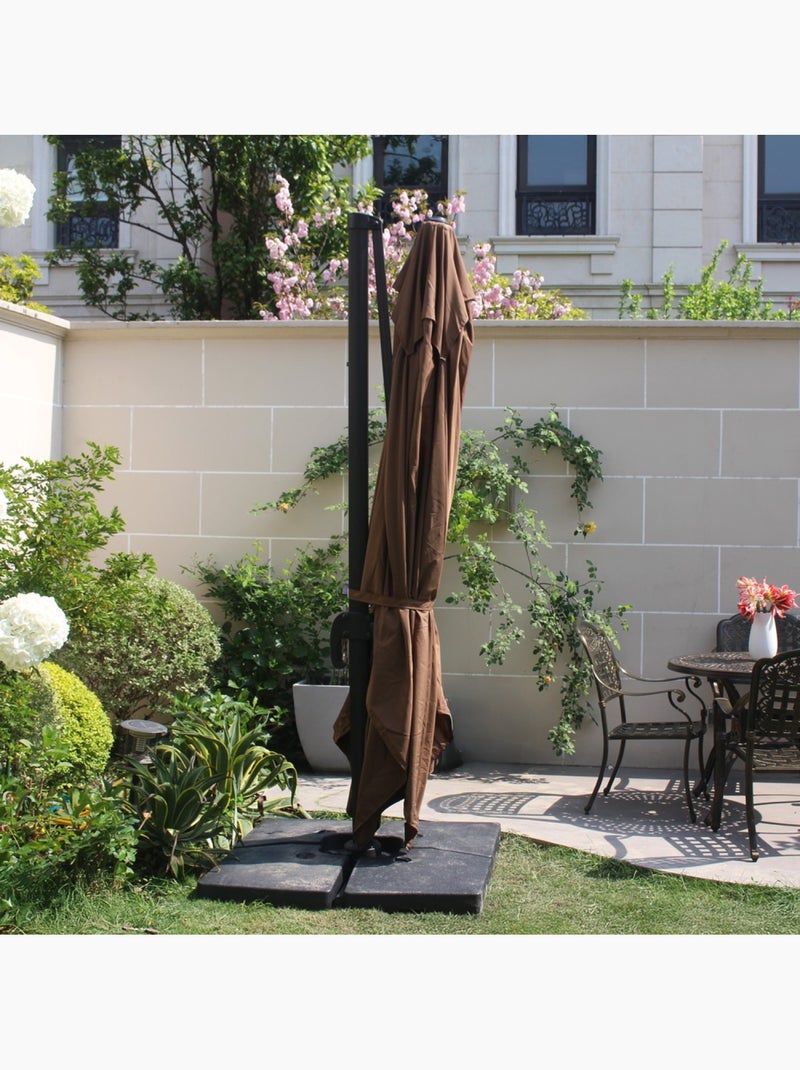 CESARE Ensemble parasol  marron 3x4m et 4 dalles à lester Marron - Kiabi