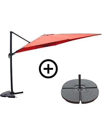 CESARE Ensemble parasol écru 3x4m et 4 dalles à lester