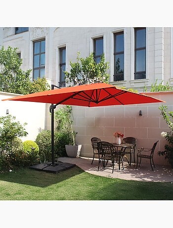 CESARE Ensemble parasol écru 3x4m et 4 dalles à lester