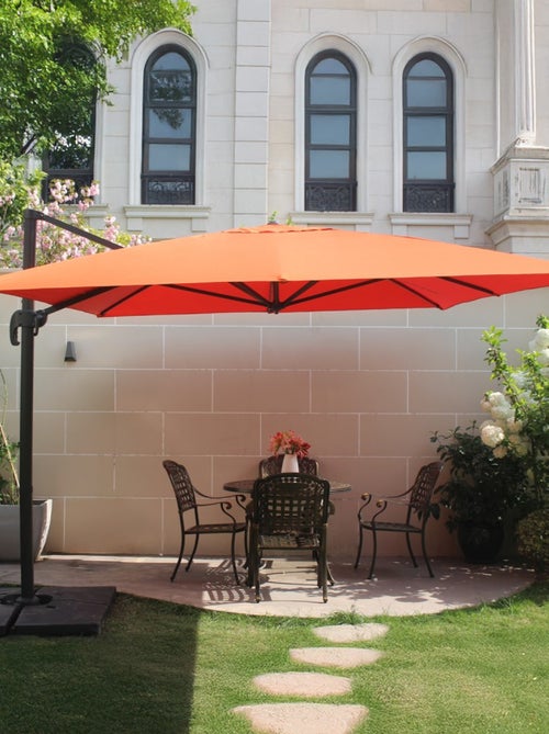 CESARE Ensemble parasol terracotta 3x4m et 4 dalles à lester - Kiabi