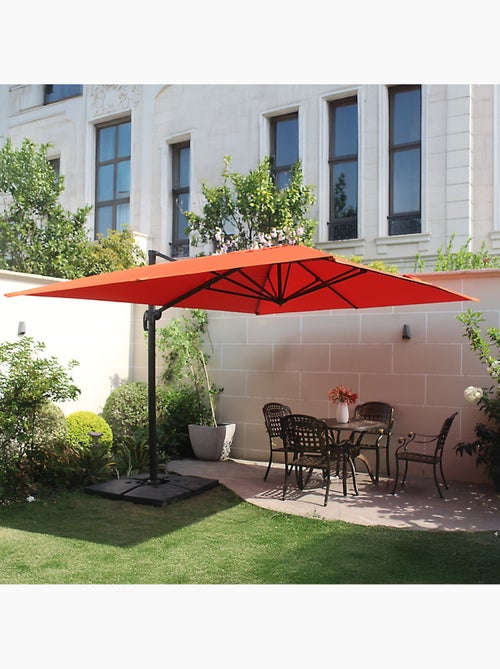 CESARE Ensemble parasol terracotta 3x4m et 4 dalles à lester - Kiabi