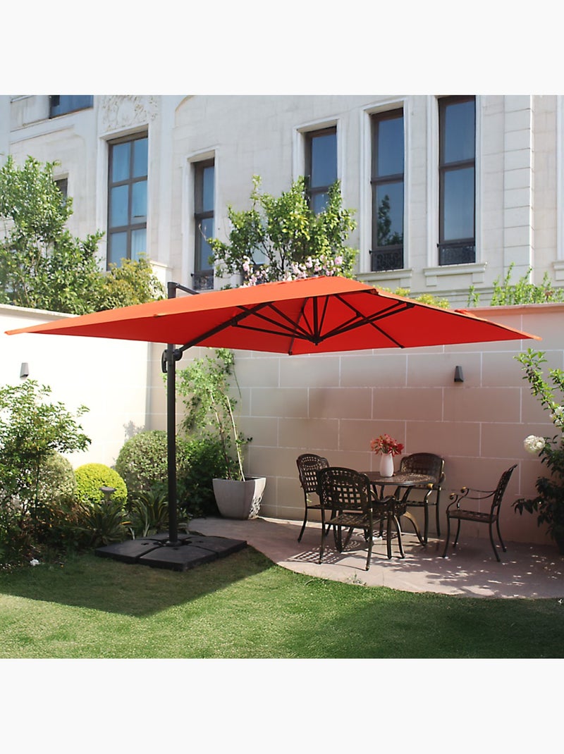 CESARE Ensemble parasol terracotta 3x4m et 4 dalles à lester Terracotta - Kiabi