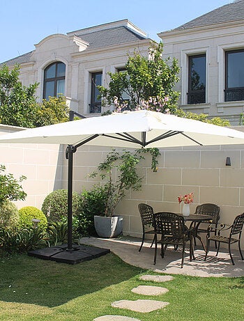 CESARE Parasol marron déporté rectangle 3 x 4 m rotatif à 360