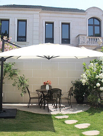 CESARE Parasol marron déporté rectangle 3 x 4 m rotatif à 360