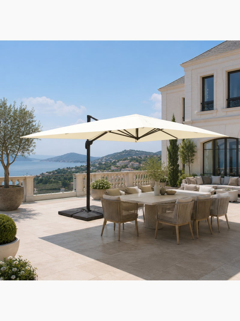 CESARE Parasol ecru déporté rectangle 3 x 4 m rotatif à 360 Ecru - Kiabi