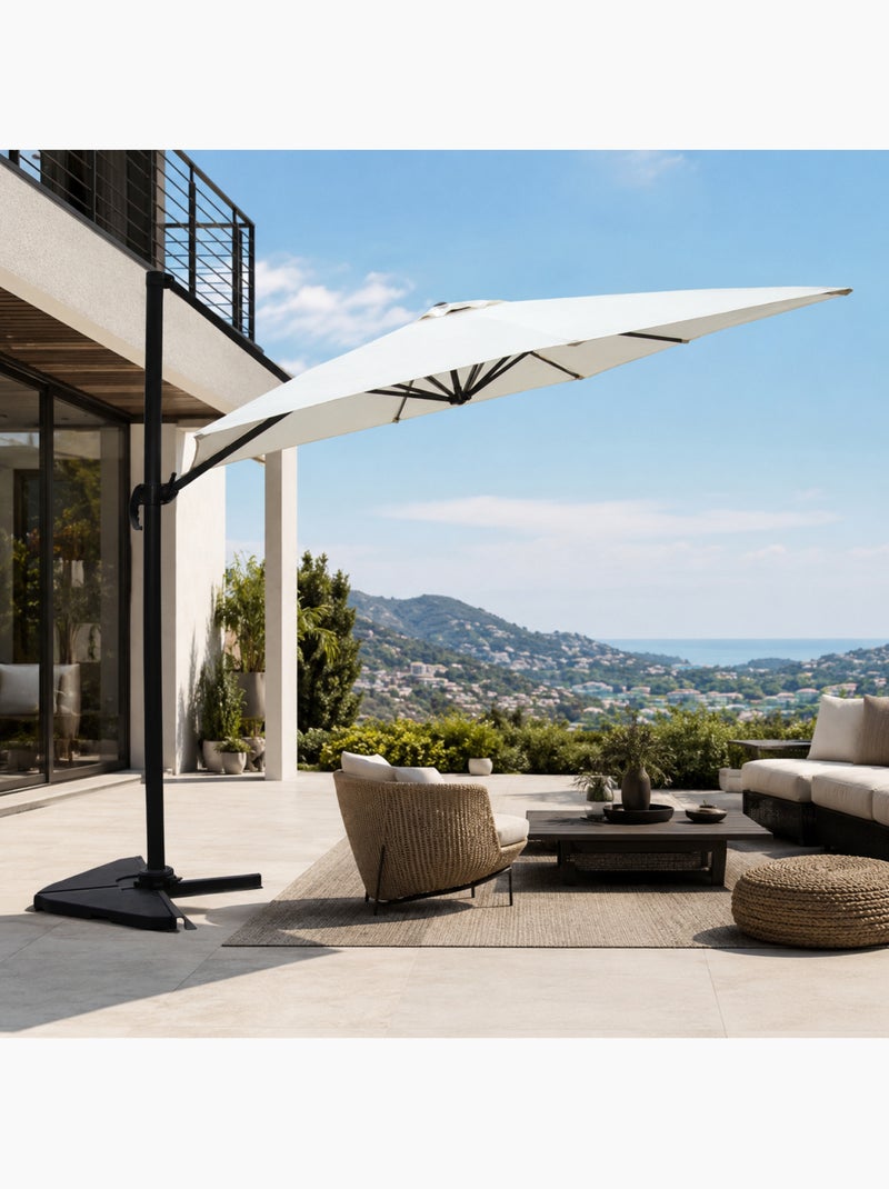 CESARE Parasol ecru déporté rectangle 3 x 4 m rotatif à 360 Ecru - Kiabi