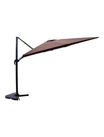 CESARE Parasol marron déporté rectangle 3 x 4 m rotatif à 360