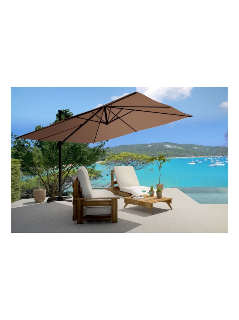 CESARE Parasol marron déporté rectangle 3 x 4 m rotatif à 360 Marron - Kiabi