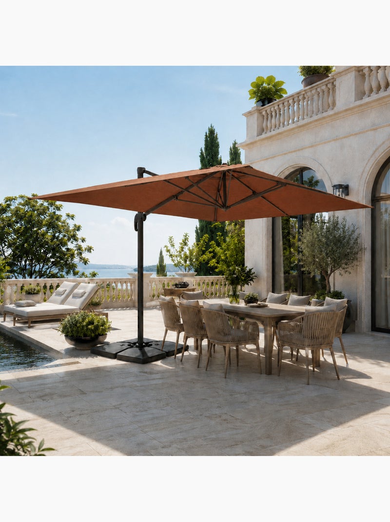 CESARE Parasol marron déporté rectangle 3 x 4 m rotatif à 360 Marron - Kiabi