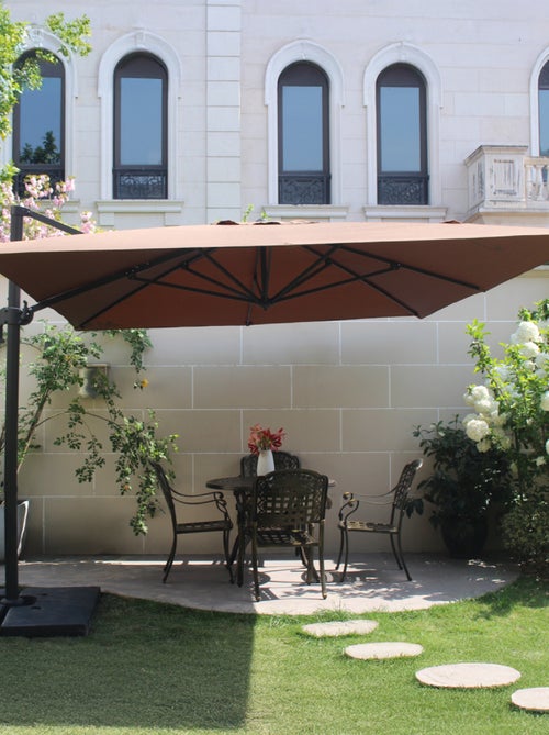 CESARE Parasol marron déporté rectangle 3 x 4 m rotatif à 360 - Kiabi