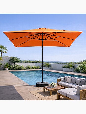 CESARE Parasol marron déporté rectangle 3 x 4 m rotatif à 360