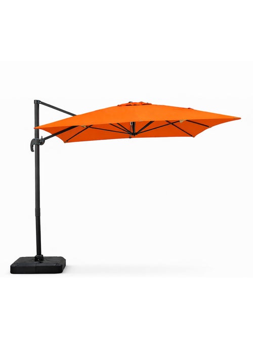 CESARE Parasol rectangulaire 3x4m déporté rotatif orange en aluminium - Kiabi