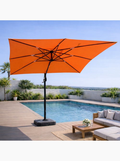 CESARE Parasol rectangulaire 3x4m déporté rotatif orange en aluminium - Kiabi