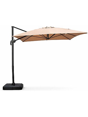 CESARE Parasol marron déporté rectangle 3 x 4 m rotatif à 360