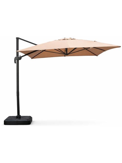 CESARE Parasol rectangulaire 3x4m déporté rotatif taupe en aluminium - Kiabi