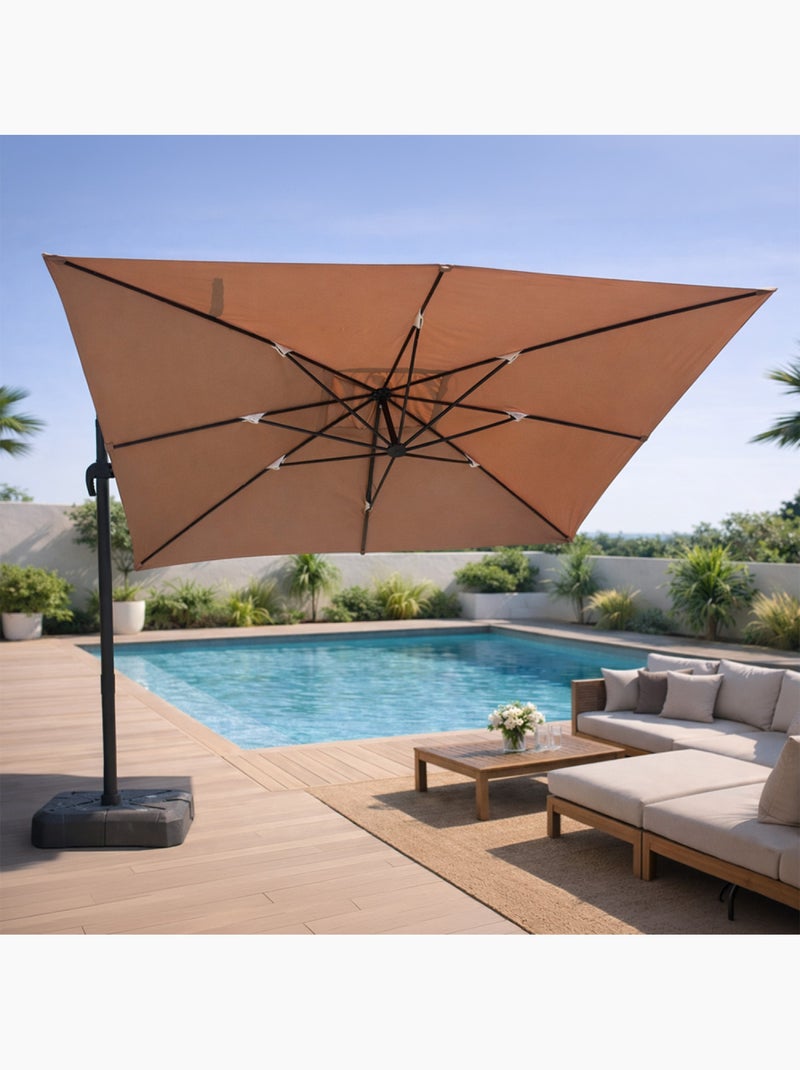 CESARE Parasol rectangulaire 3x4m déporté rotatif taupe en aluminium Taupe - Kiabi