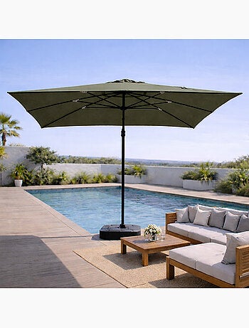 CESARE Parasol marron déporté rectangle 3 x 4 m rotatif à 360