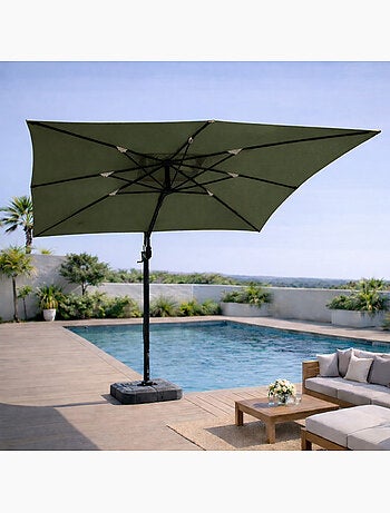 CESARE Parasol marron déporté rectangle 3 x 4 m rotatif à 360