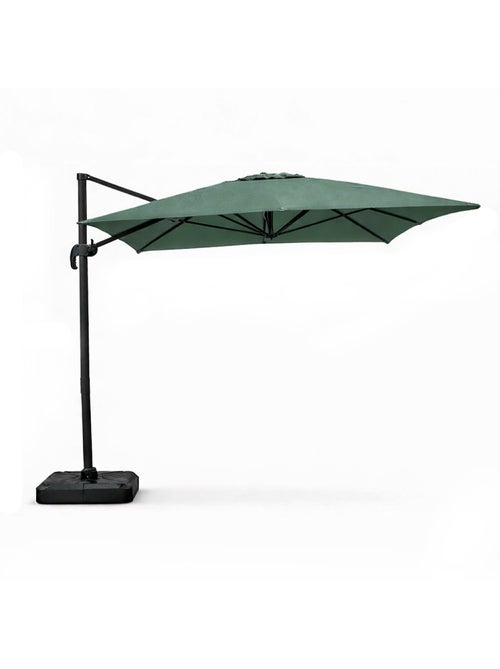 CESARE Parasol rectangulaire 3x4m déporté rotatif vert en aluminium - Kiabi