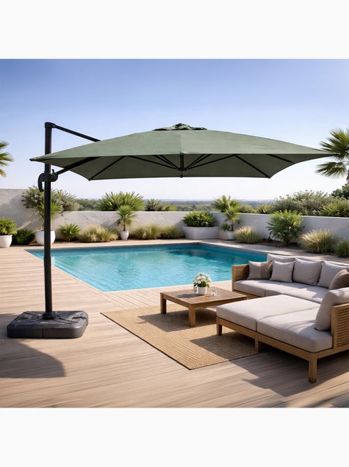CESARE Parasol rectangulaire 3x4m déporté rotatif vert en aluminium - Kiabi