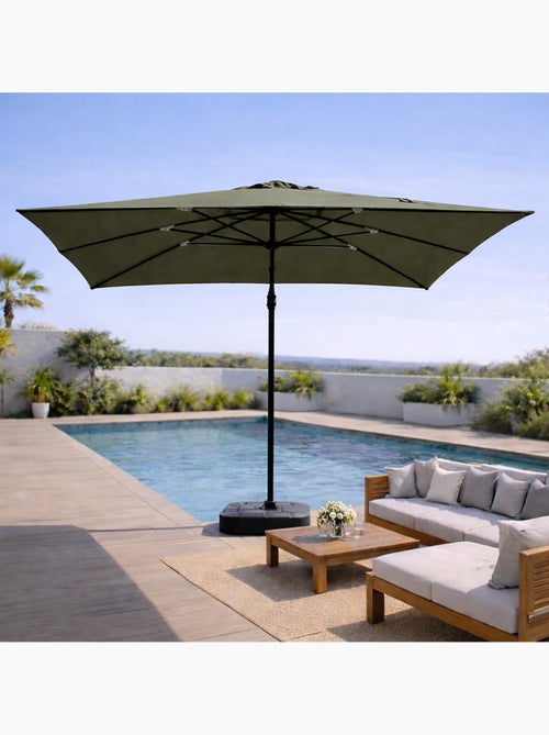CESARE Parasol rectangulaire 3x4m déporté rotatif vert en aluminium - Kiabi
