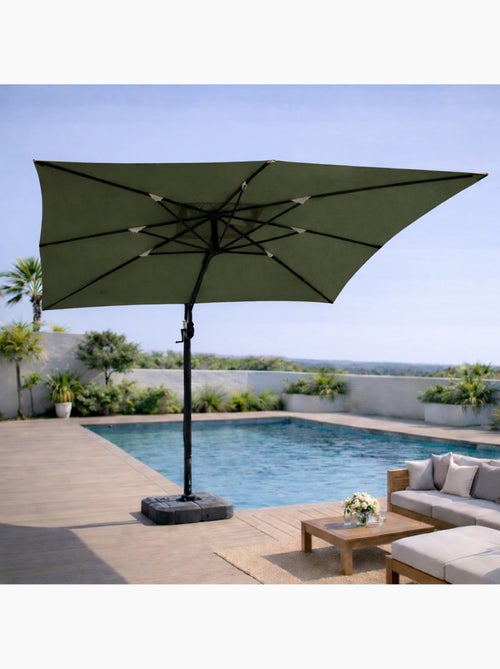 CESARE Parasol rectangulaire 3x4m déporté rotatif vert en aluminium - Kiabi