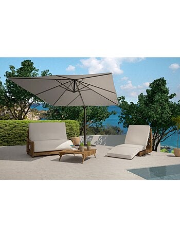 CESARE Parasol marron déporté rectangle 3 x 4 m rotatif à 360