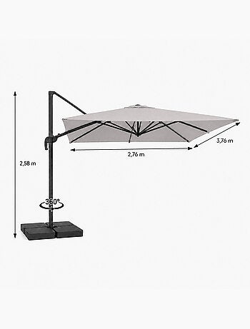 CEZIR Parasol rectangulaire 3x4 déporté rotatif orange en aluminium