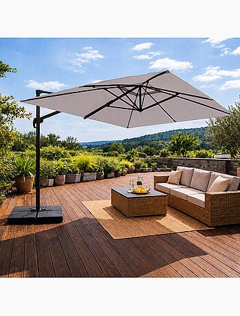 CEZIR Parasol rectangulaire 3x4 déporté rotatif orange en aluminium