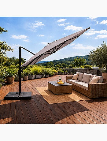CEZIR Parasol rectangulaire 3x4 déporté rotatif orange en aluminium