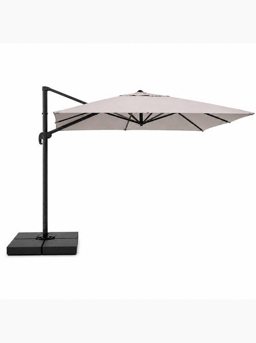 CEZIR Parasol rectangulaire 3x4 déporté rotatif gris en aluminium - Kiabi CEZIR Parasol rectangulaire 3x4 déporté rotatif gris en aluminium - Kiabi
