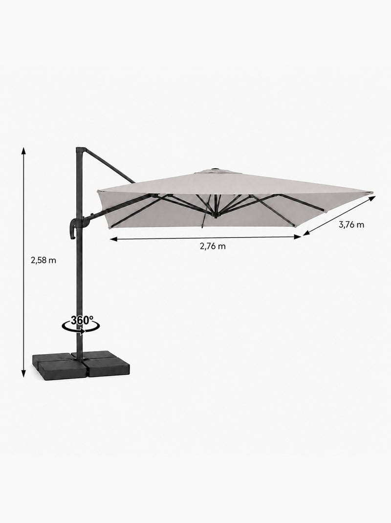 CEZIR Parasol rectangulaire 3x4 déporté rotatif gris en aluminium Gris - Kiabi