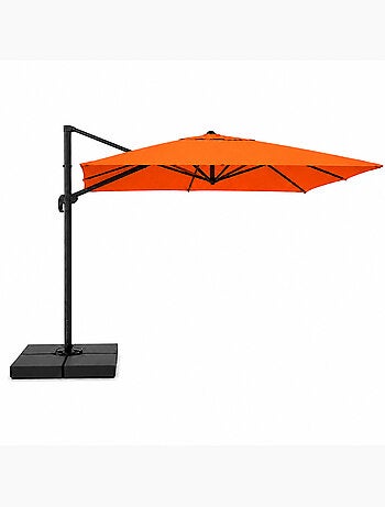 CEZIR Parasol rectangulaire 3x4 déporté rotatif orange en aluminium
