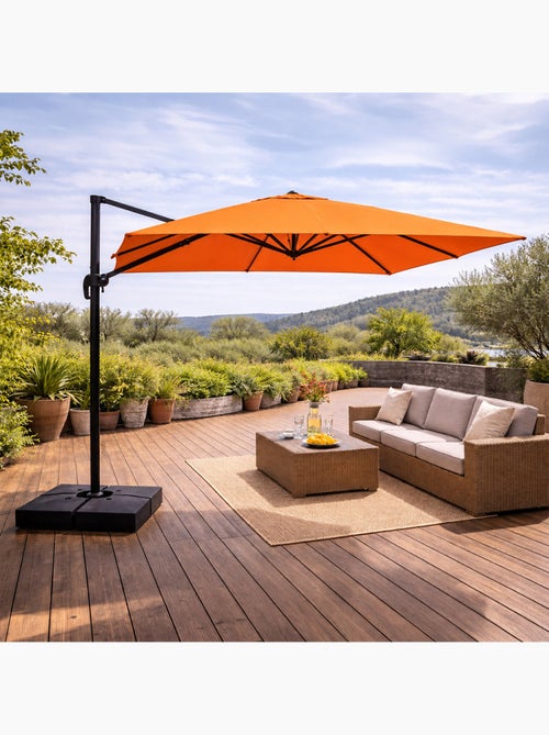 CEZIR Parasol rectangulaire 3x4 déporté rotatif orange en aluminium - Kiabi