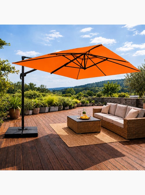 CEZIR Parasol rectangulaire 3x4 déporté rotatif orange en aluminium - Kiabi