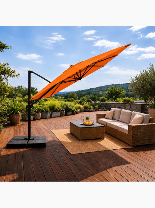 CEZIR Parasol rectangulaire 3x4 déporté rotatif orange en aluminium - Kiabi